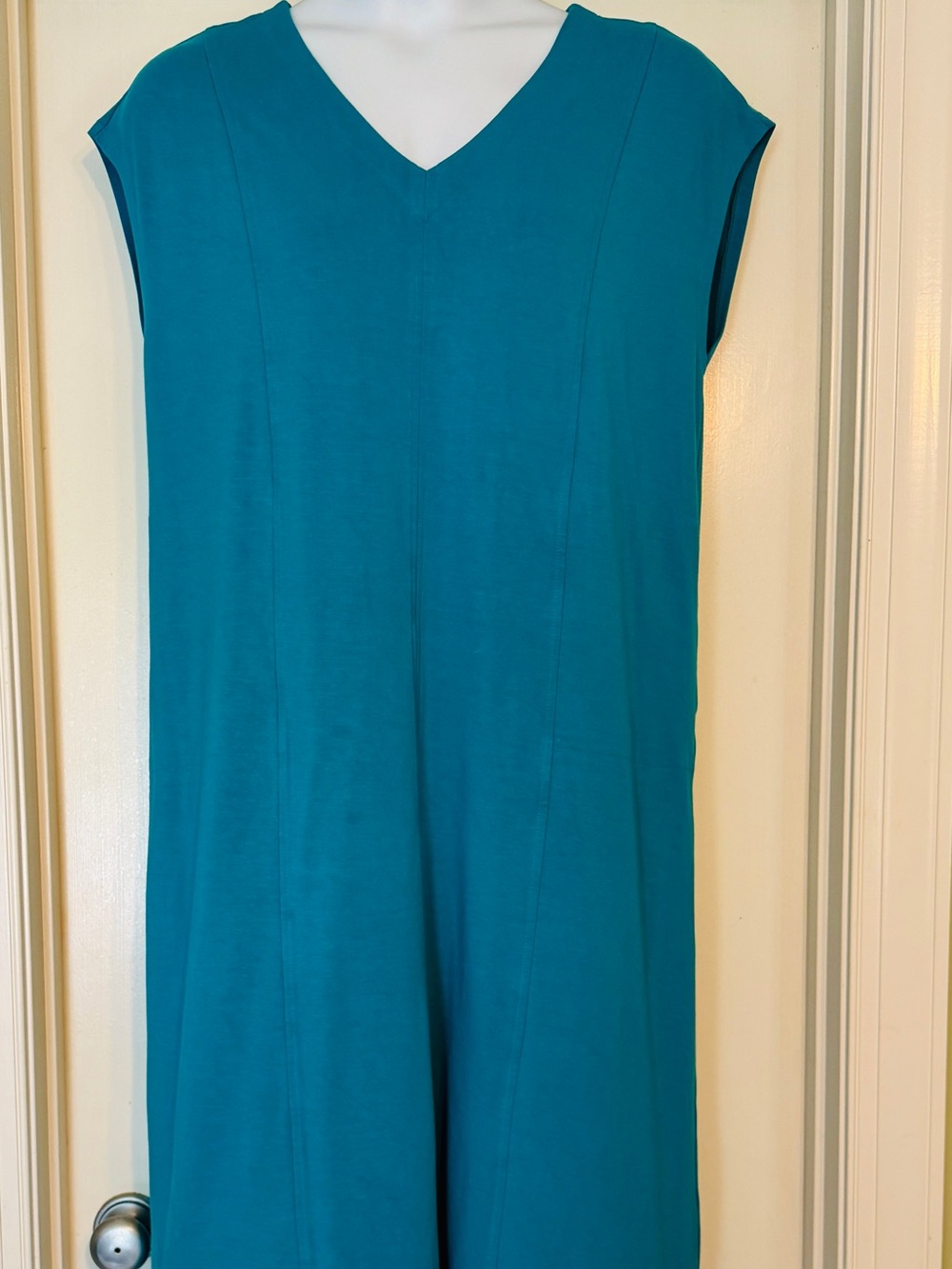 J. Jill Teal Cap-Sleeve V-Neck Midi Dress